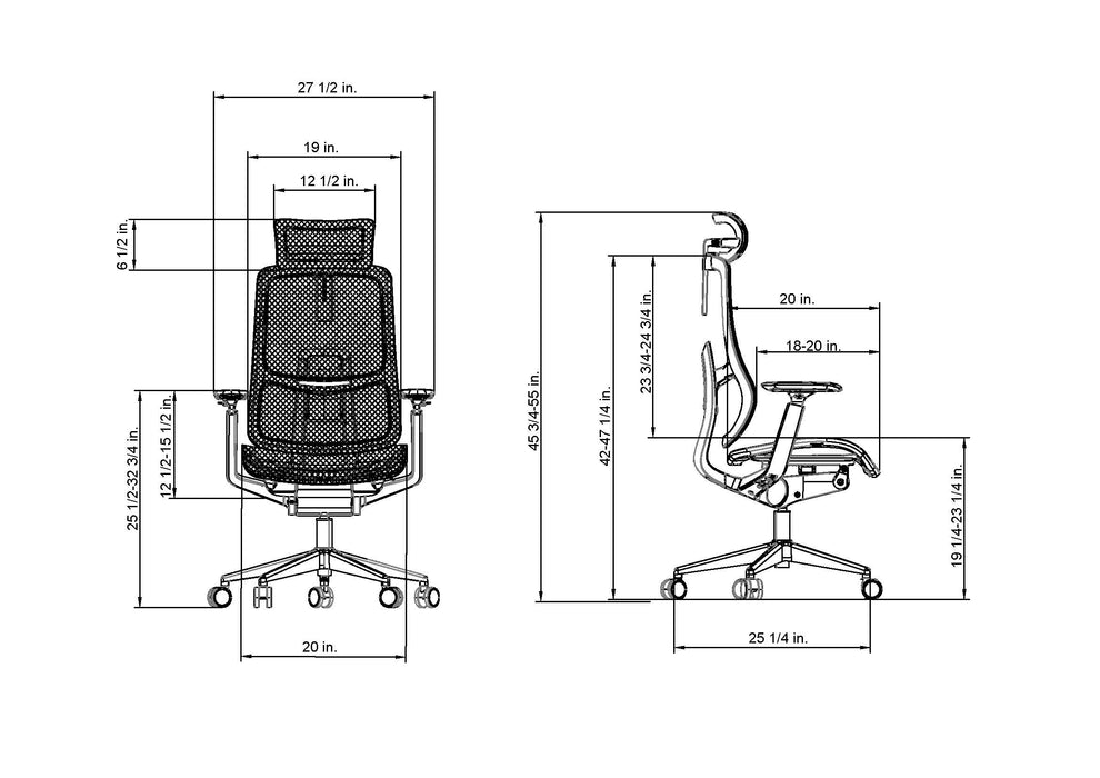 Flex high back task chair with headrest