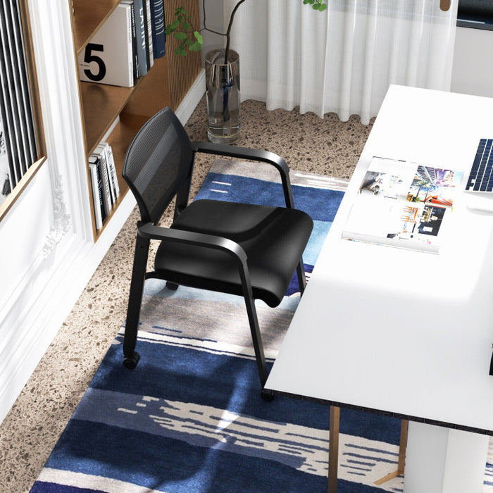 Mesh Back Office Side Chair on Wheels | Black