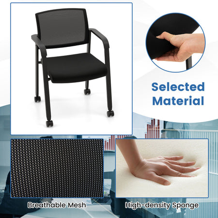 Mesh Back Office Side Chair on Wheels | Black