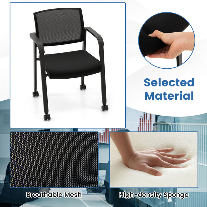 Mesh Back Office Side Chair on Wheels | Black