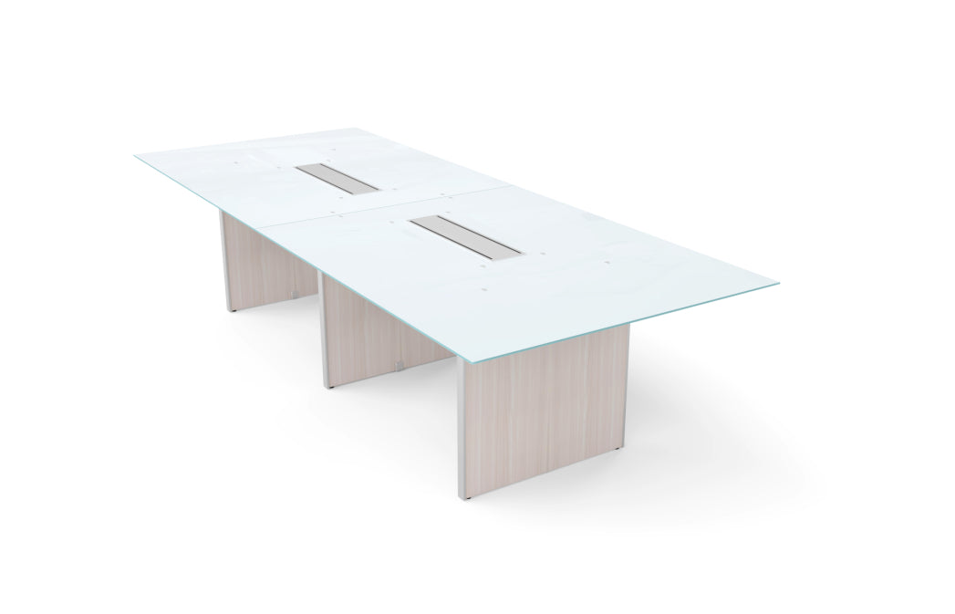 Santa Monica 10' Rectangular White Glass Top Conference Table