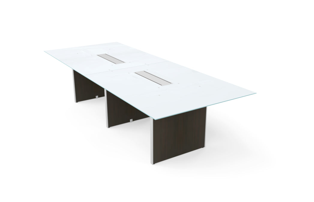 Santa Monica 10' Rectangular White Glass Top Conference Table