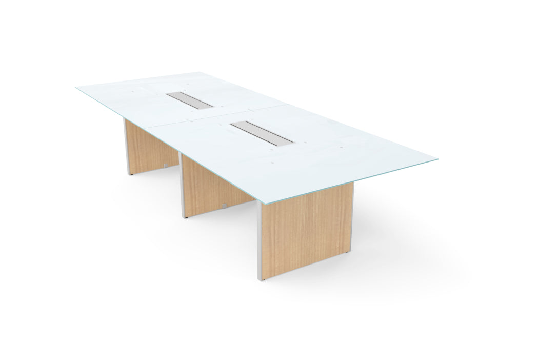 Santa Monica 10' Rectangular White Glass Top Conference Table