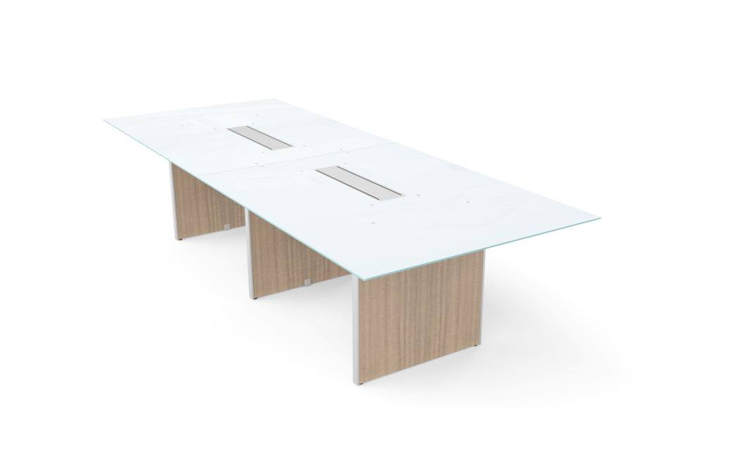 Santa Monica 10' Rectangular White Glass Top Conference Table
