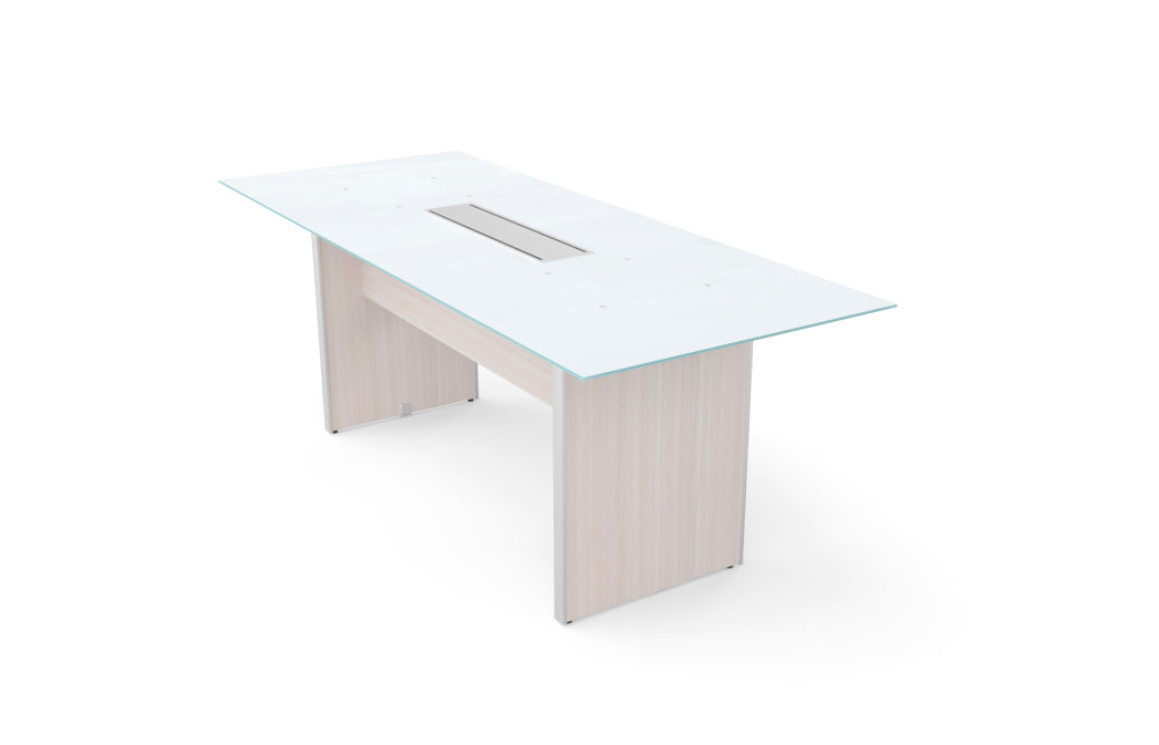 Santa Monica 6.5' Rectangular White Glass Top Conference Table