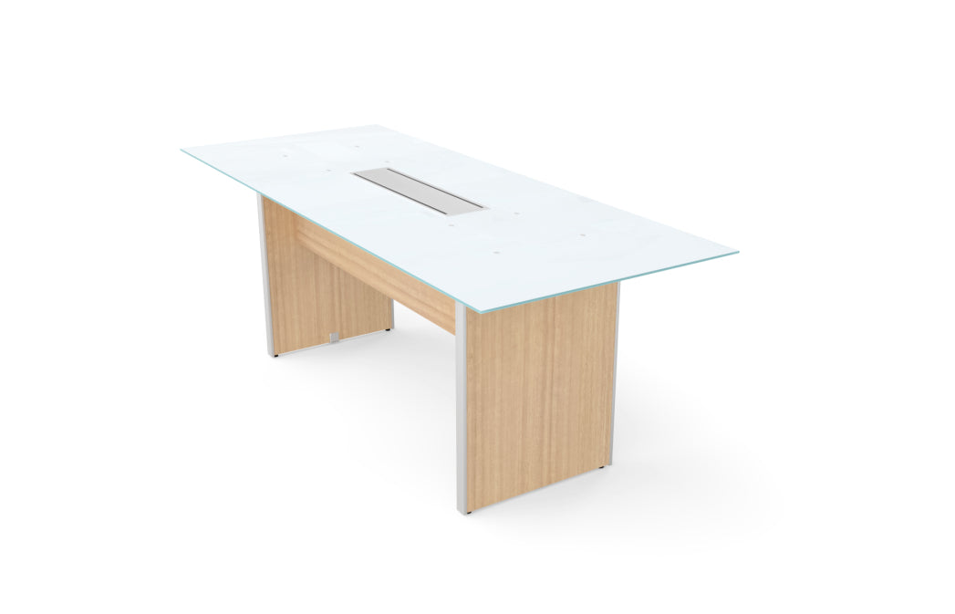 Santa Monica 6.5' Rectangular White Glass Top Conference Table