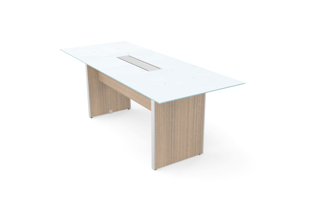 Santa Monica 6.5' Rectangular White Glass Top Conference Table