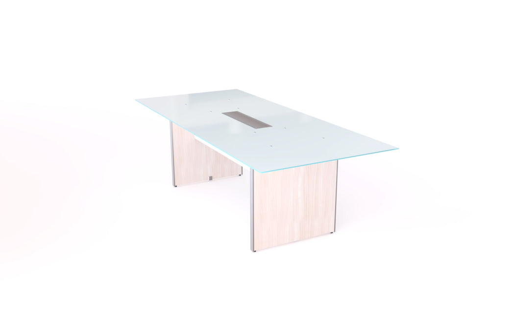 Santa Monica 8' Rectangular White Glass Top Conference Table