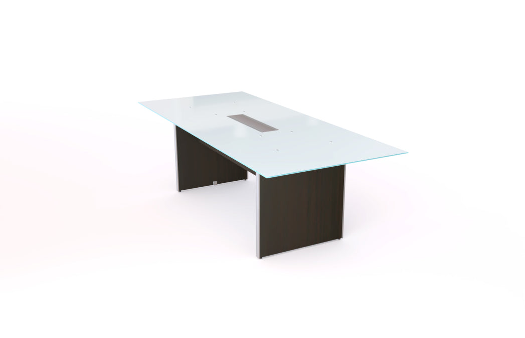 Santa Monica 8' Rectangular White Glass Top Conference Table