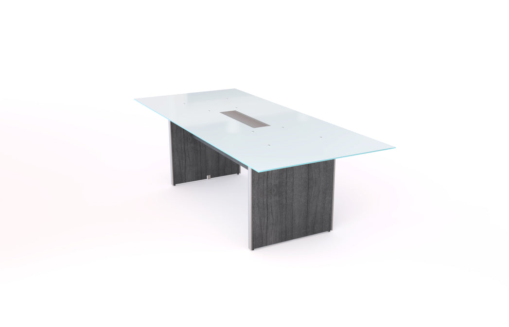 Santa Monica 8' Rectangular White Glass Top Conference Table