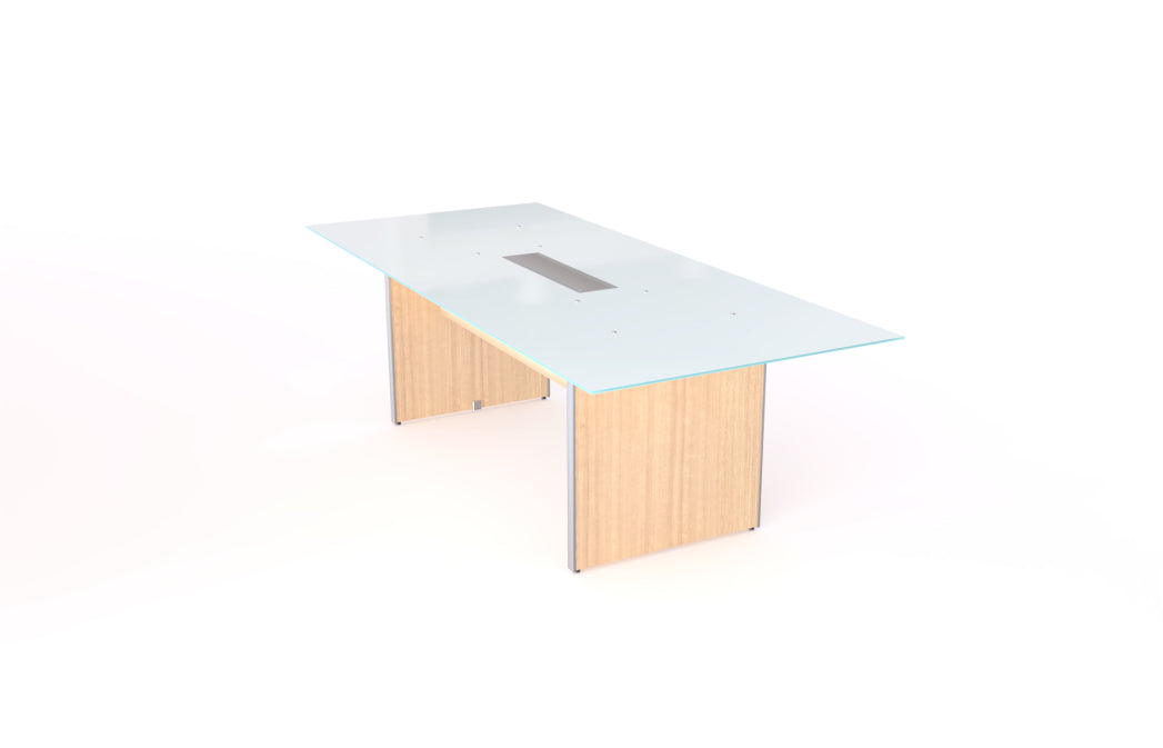 Santa Monica 8' Rectangular White Glass Top Conference Table