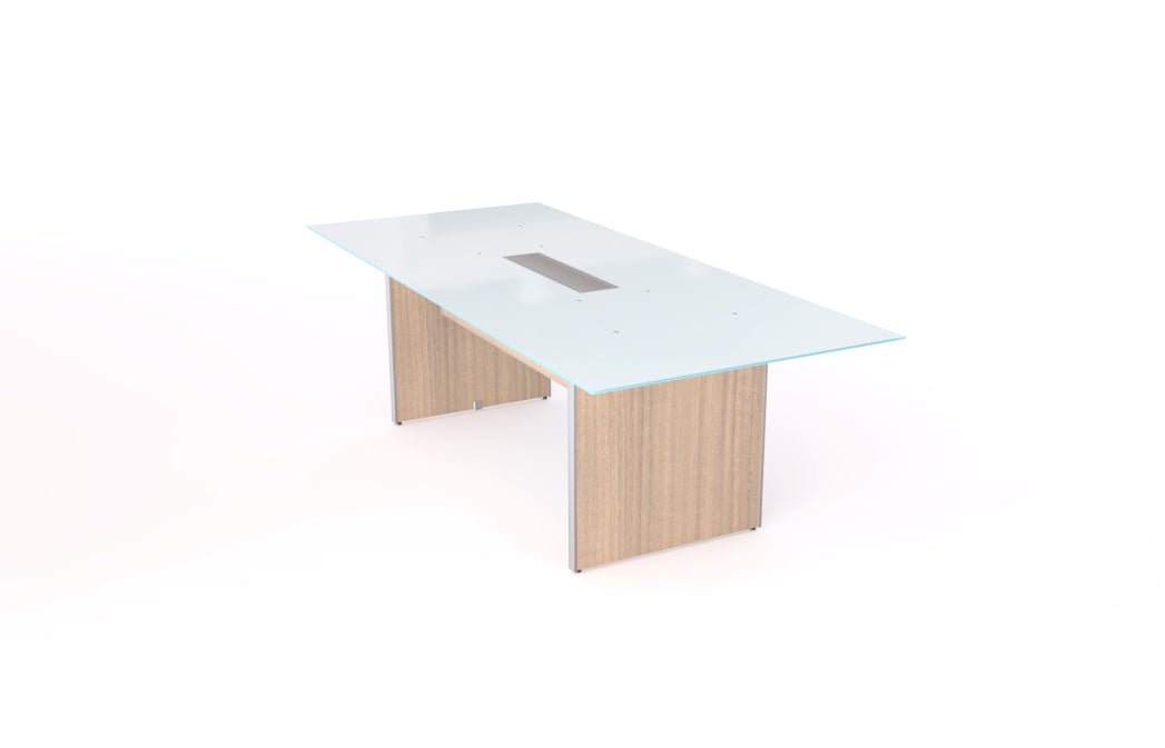 Santa Monica 8' Rectangular White Glass Top Conference Table