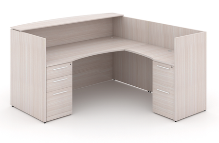 Santa Monica L-Shaped Reception Desk with Laminate Transaction Counter