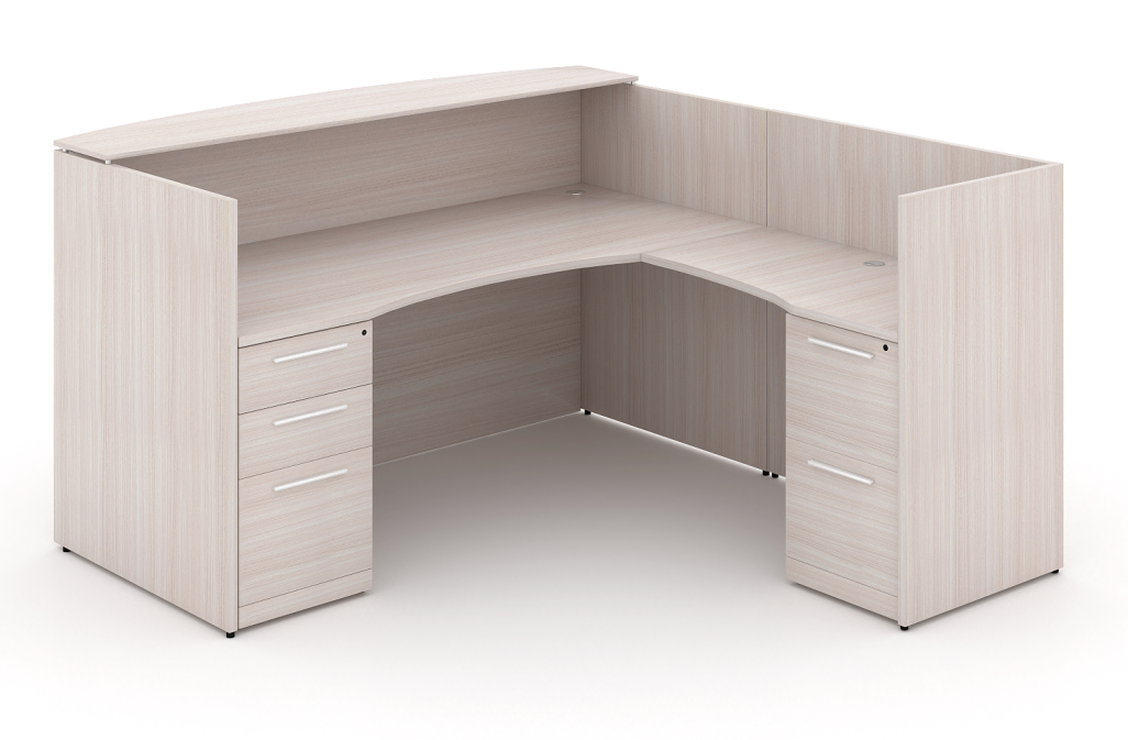 Santa Monica L-Shaped Reception Desk with Laminate Transaction Counter