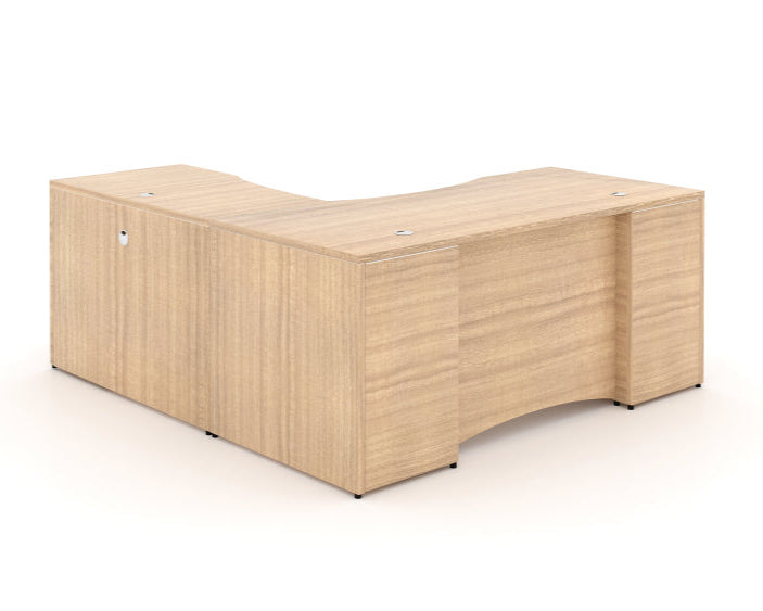 Santa Monica L-Shaped Executive Desk with Laminate Modesty Panel