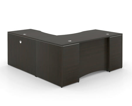 Santa Monica L-Shaped Executive Desk with Laminate Modesty Panel