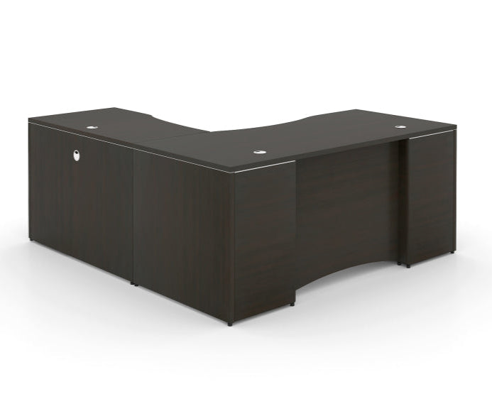 Santa Monica L-Shaped Executive Desk with Laminate Modesty Panel