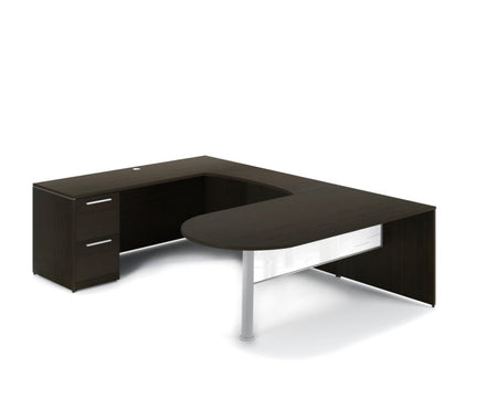 Santa Monica U-Shaped Bullet Desk with Glass Modesty Panel