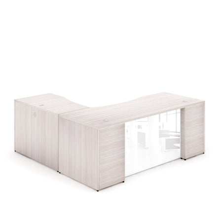 Santa Monica L-Shaped Executive Desk with Glass Modesty Panel