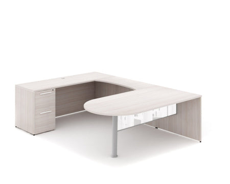 Santa Monica U-Shaped Bullet Desk with Glass Modesty Panel