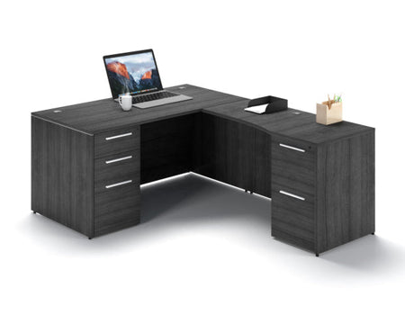 Santa Monica L-Shaped Executive Desk with Laminate Modesty Panel