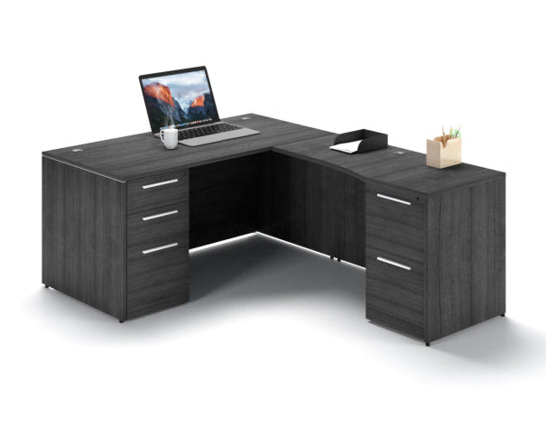 Santa Monica L-Shaped Executive Desk with Laminate Modesty Panel
