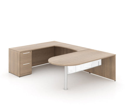Santa Monica U-Shaped Bullet Desk with Glass Modesty Panel