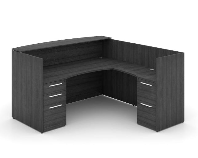 Santa Monica L-Shaped Reception Desk with Laminate Transaction Counter