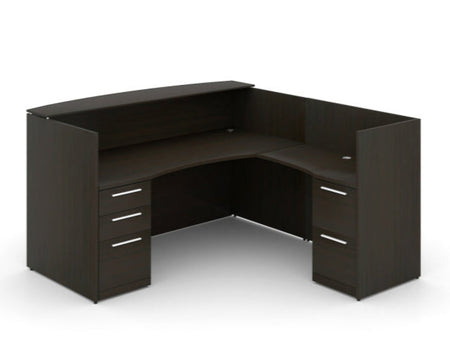 Santa Monica L-Shaped Reception Desk with Laminate Transaction Counter