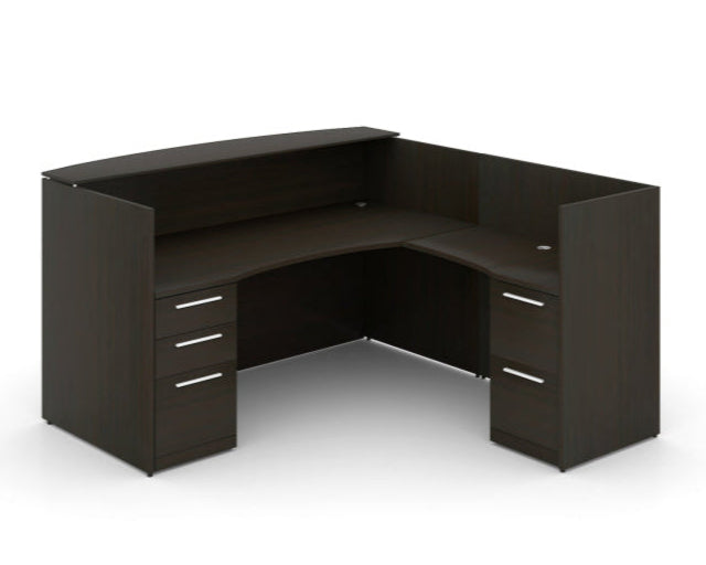 Santa Monica L-Shaped Reception Desk with Laminate Transaction Counter
