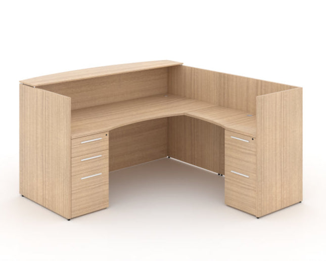 Santa Monica L-Shaped Reception Desk with Laminate Transaction Counter