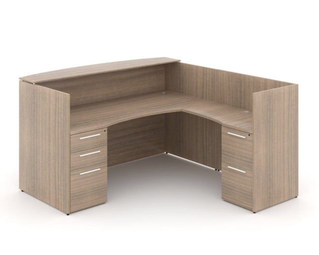 Santa Monica L-Shaped Reception Desk with Laminate Transaction Counter