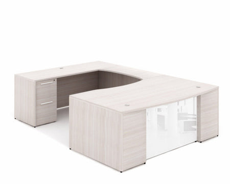 Santa Monica Bow Front U-Shaped Executive Desk With Glass Modesty Panel