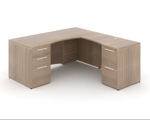 Santa Monica L-Shaped Executive Desk with Laminate Modesty Panel