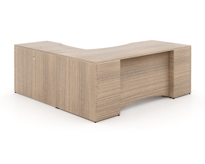 Santa Monica L-Shaped Executive Desk with Laminate Modesty Panel
