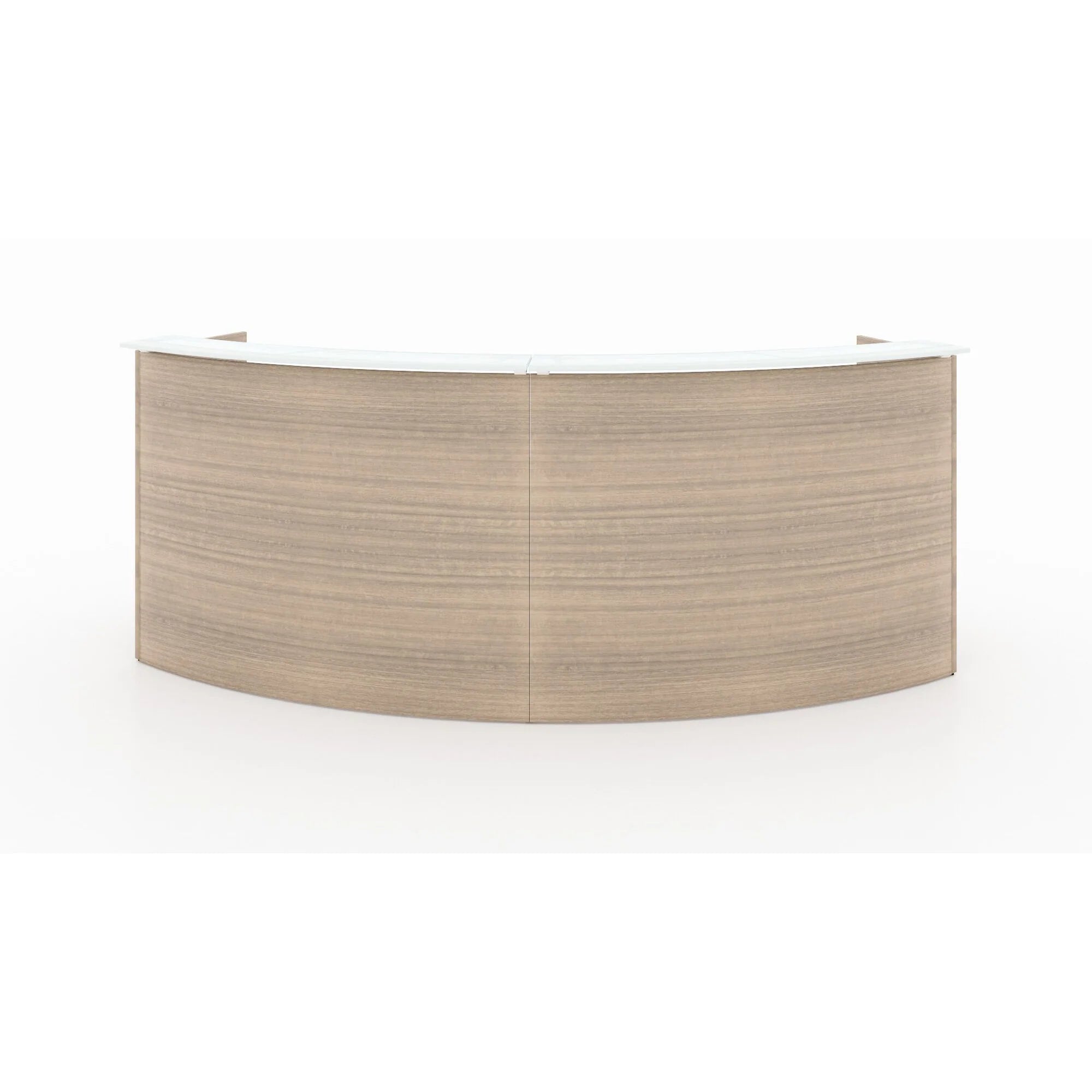 Santa Monica Curved Reception Desk with White Glass Top