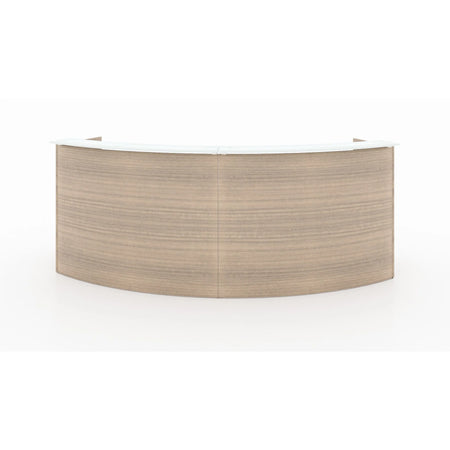 Santa Monica Curved Reception Desk with White Glass Top