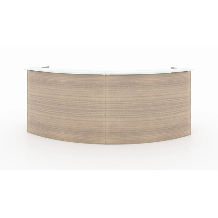 Santa Monica Curved Reception Desk with White Glass Top