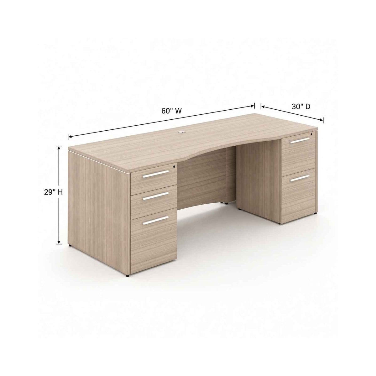 Santa Monica 60"W Double Pedestal Rectangular Desk