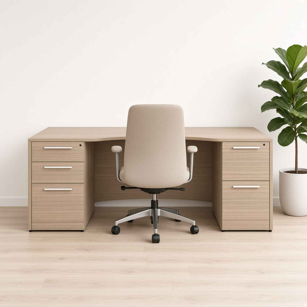 Santa Monica 60"W Double Pedestal Rectangular Desk