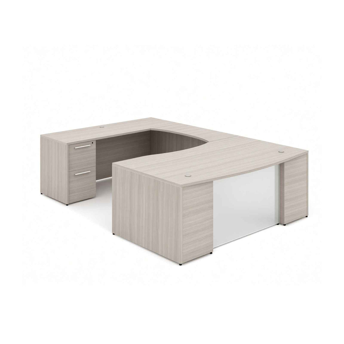 Santa Monica Bow Front U-Shaped Executive Desk With Glass Modesty Panel