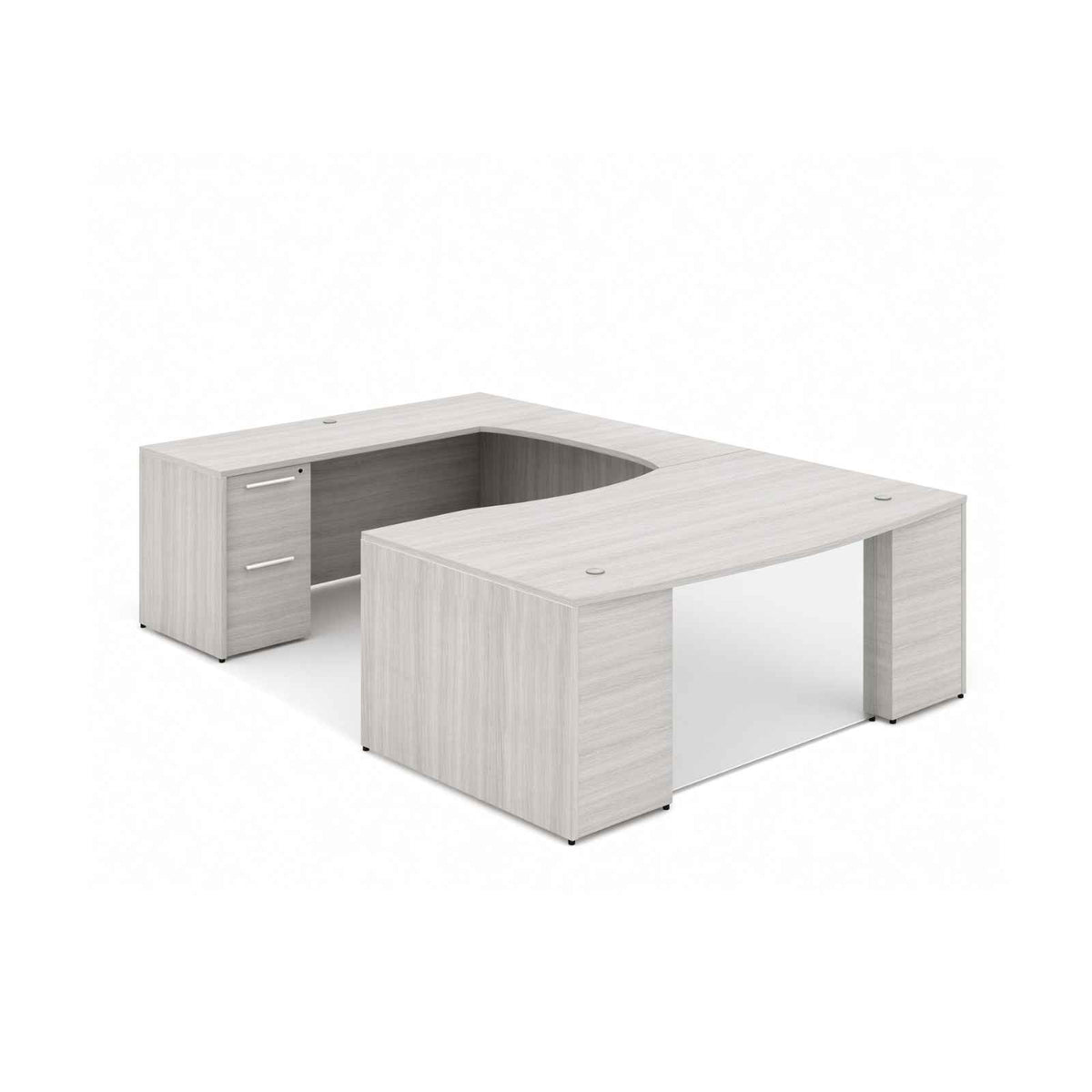 Santa Monica Bow Front U-Shaped Executive Desk With Glass Modesty Panel