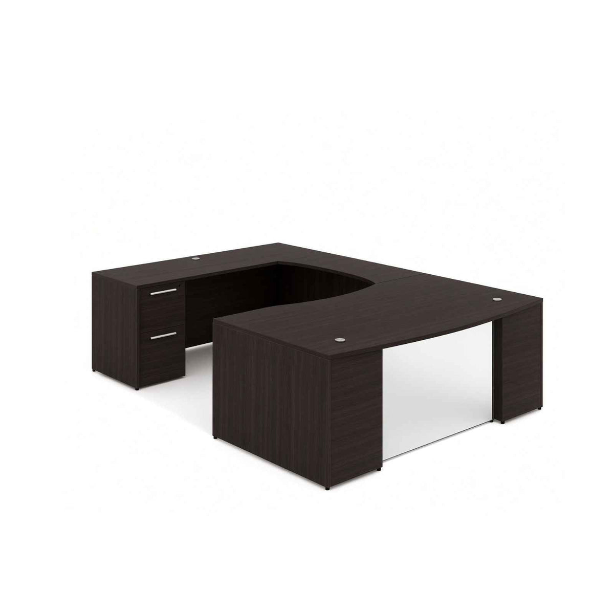 Santa Monica Bow Front U-Shaped Executive Desk With Glass Modesty Panel