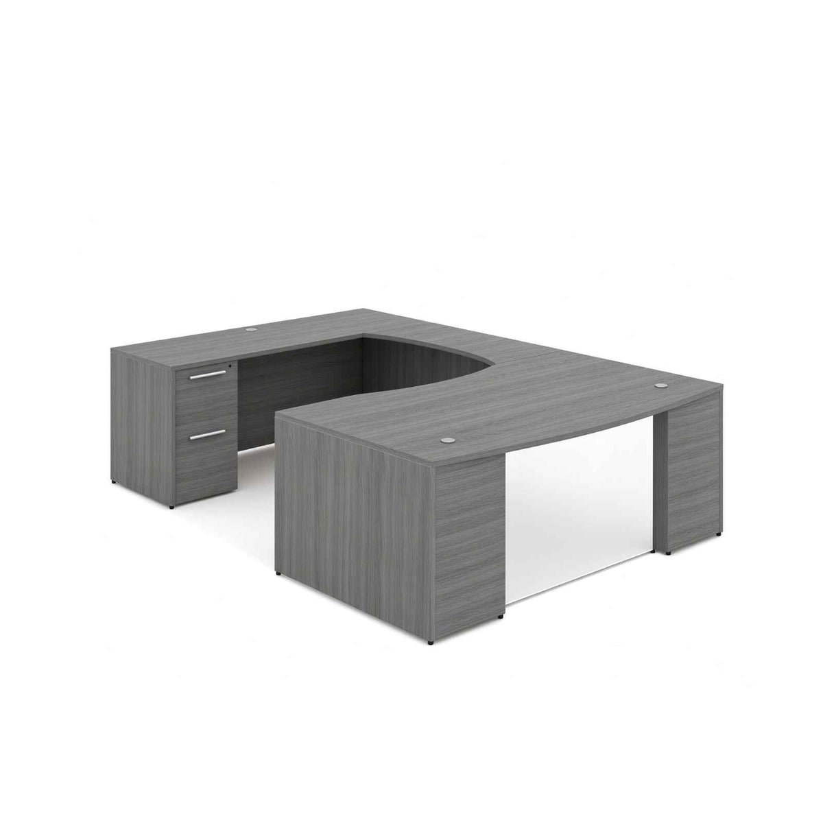 Santa Monica Bow Front U-Shaped Executive Desk With Glass Modesty Panel