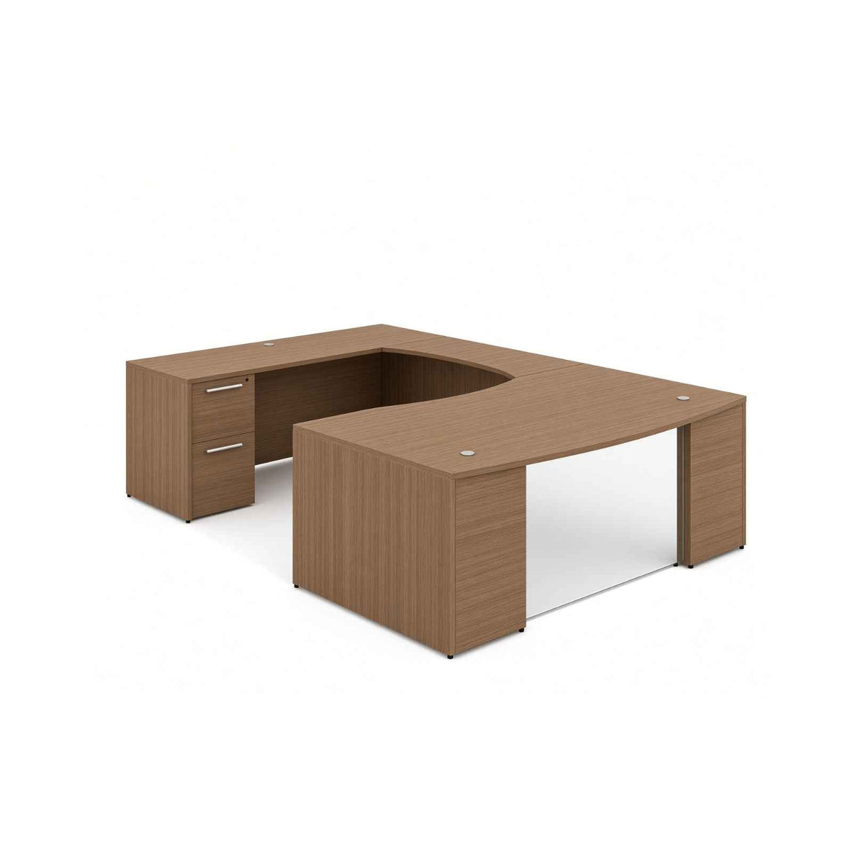 Santa Monica Bow Front U-Shaped Executive Desk With Glass Modesty Panel