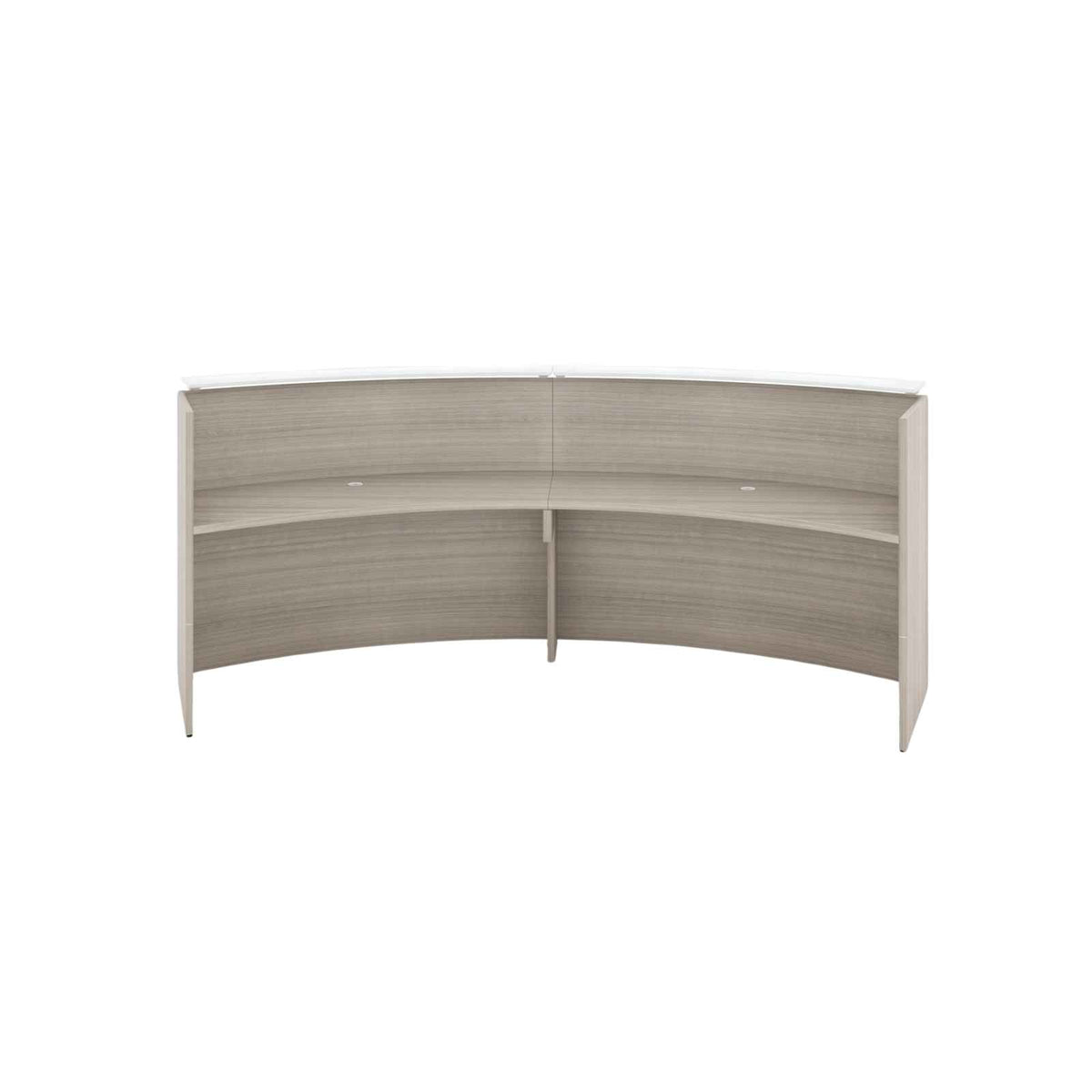 Santa Monica Curved Reception Desk with White Glass Top