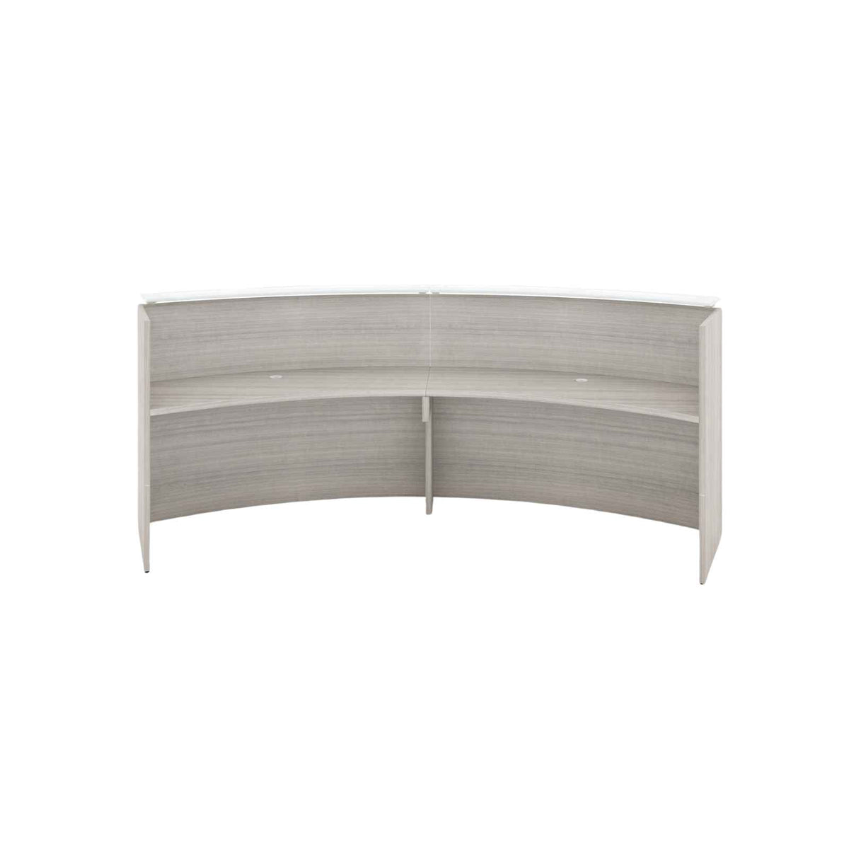 Santa Monica Curved Reception Desk with White Glass Top