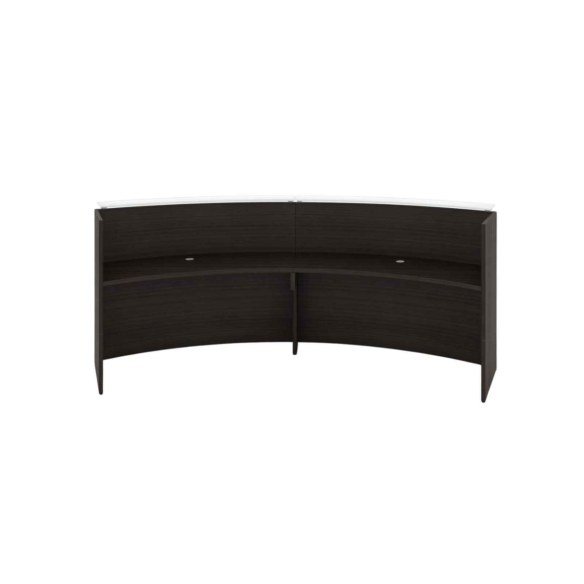Santa Monica Curved Reception Desk with White Glass Top