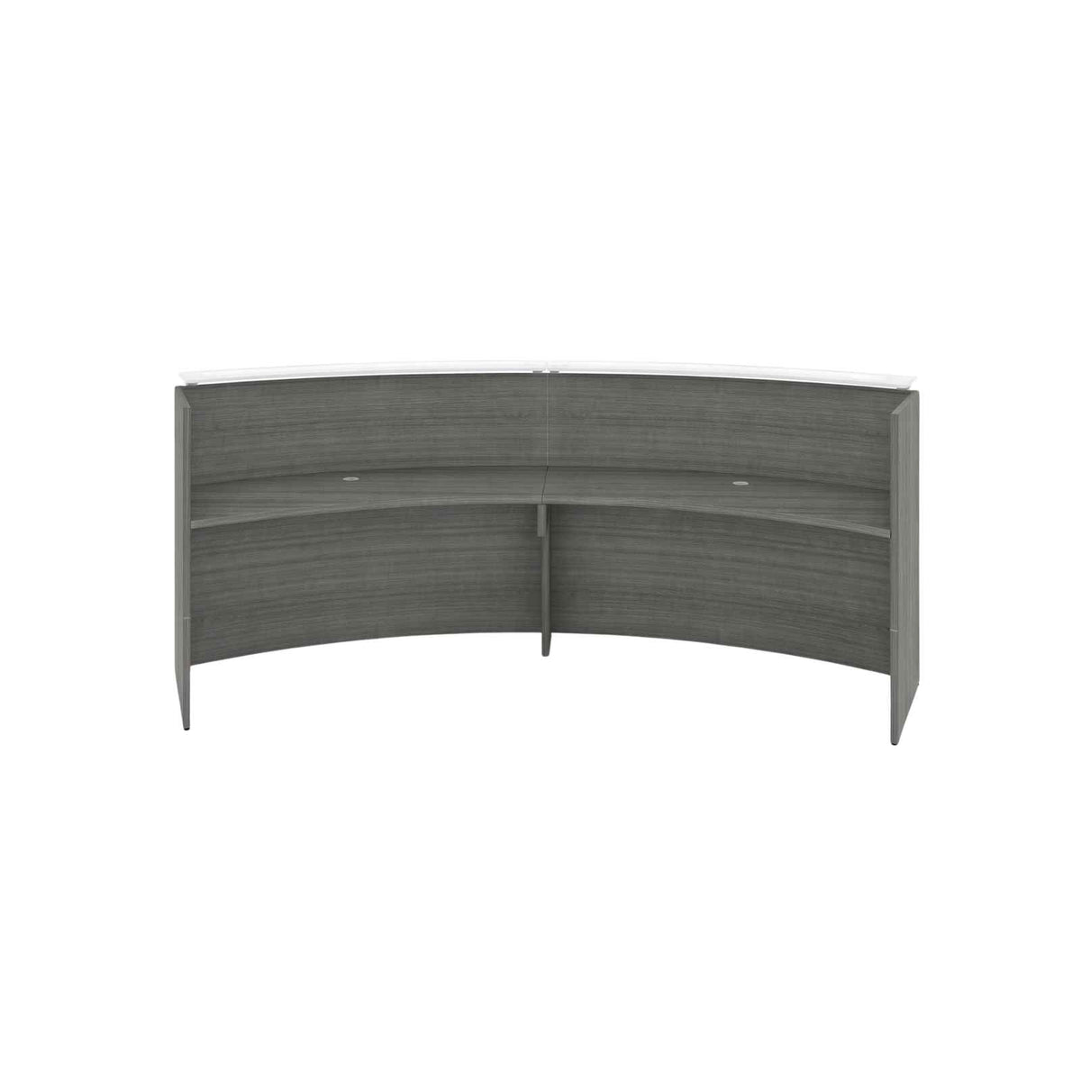 Santa Monica Curved Reception Desk with White Glass Top