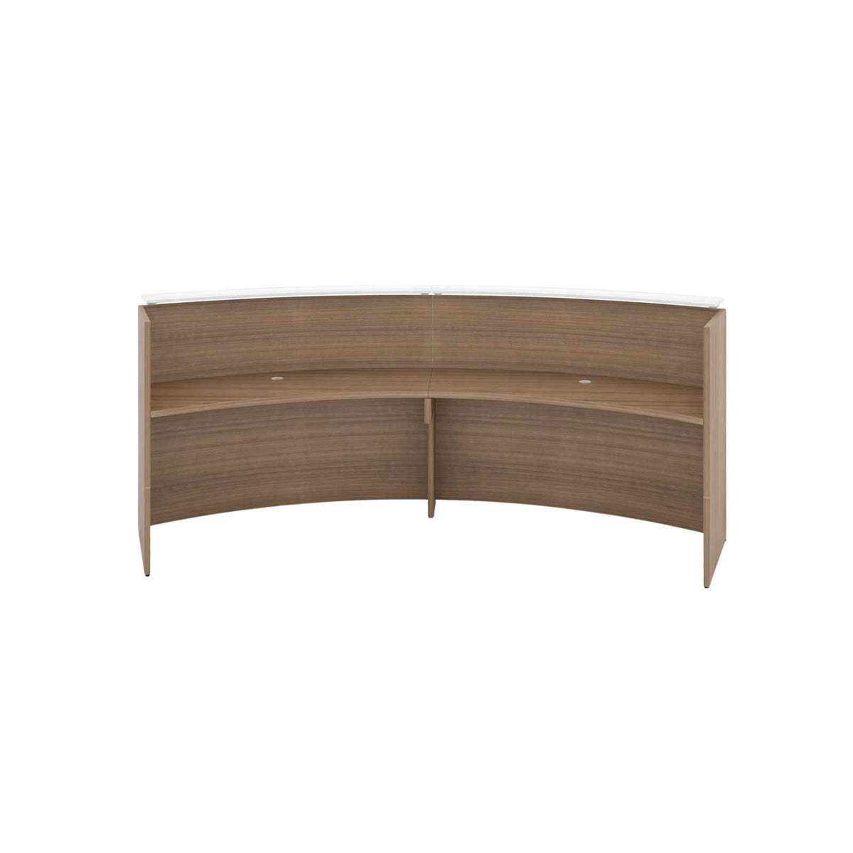 Santa Monica Curved Reception Desk with White Glass Top